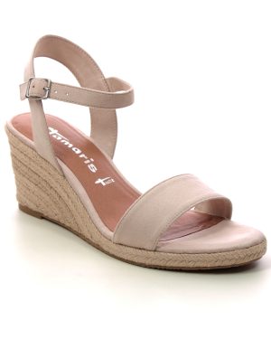 Tamaris Livia 91 Nude Womens Wedge Sandals 28300-42-251 in a Plain Textile in Size 41