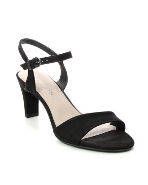 Tamaris Meliah Black Womens Heeled Sandals 28028-42-001 in a Plain Textile in Size 40
