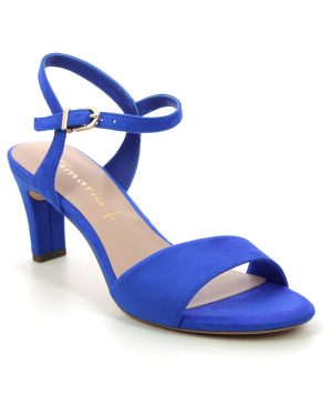Tamaris Meliah Blue Womens Heeled Sandals 28028-42-187 in a Plain Textile in Size 36