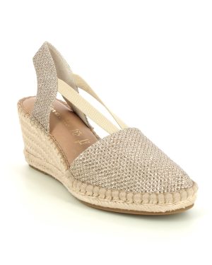 Tamaris Tremp Wedge Light Gold Womens Espadrilles 29603-20-909 in a Plain Textile in Size 41
