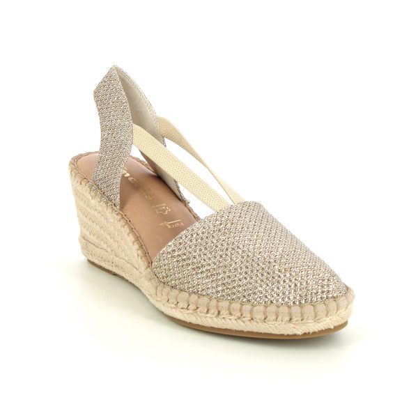 Tamaris Tremp Wedge Light Gold Womens Espadrilles 29603-20-909 in a Plain Textile in Size 41