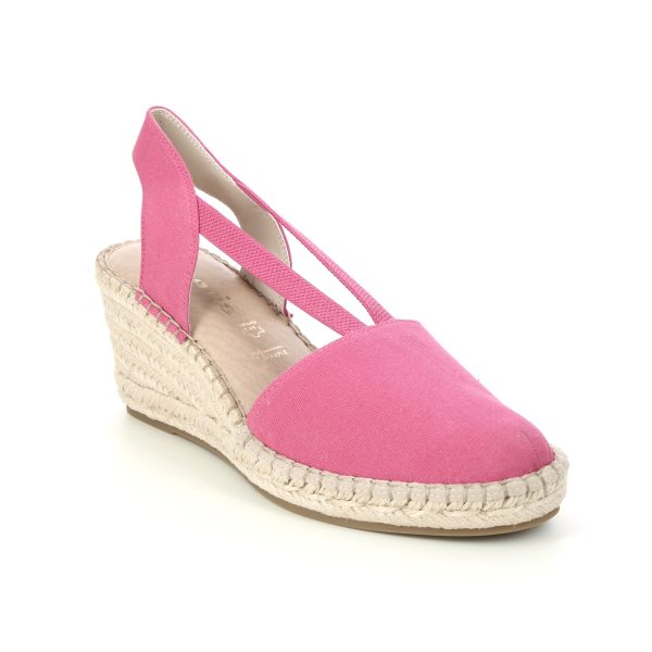 Tamaris Tremp Wedge Raspberry pink Womens Espadrilles 29603-20-505 in a Plain Textile in Size 41