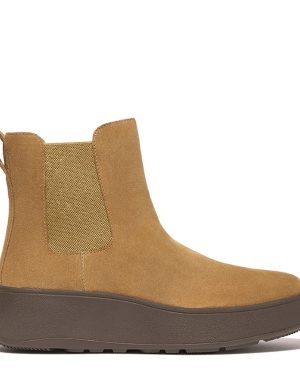 Tan F Mode Suede Flatform Chelsea Boot