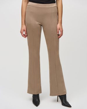 Tan Suede Effect Bootcut Trousers