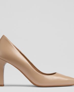Tan Tess Leather Heeled Court Shoes
