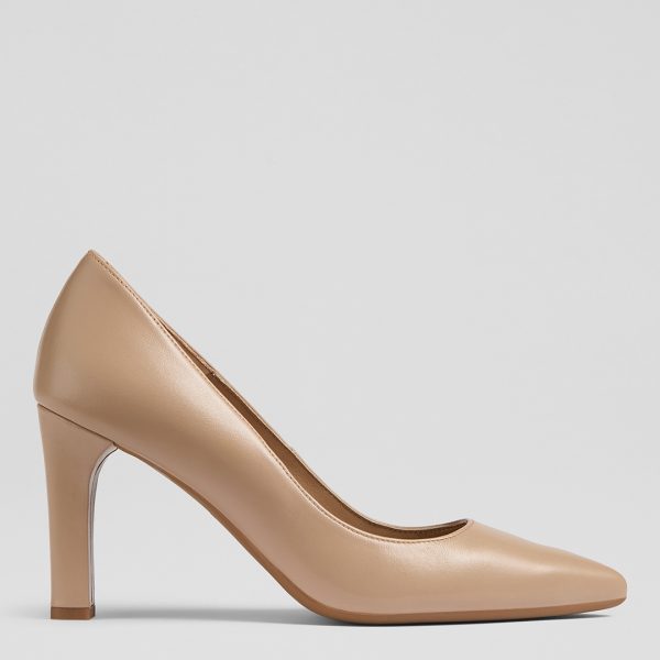 Tan Tess Leather Heeled Court Shoes