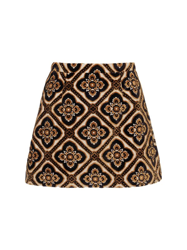 Tapestry Velvet Mini Skirt