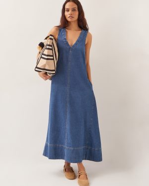 Tara A-Line Denim Dress Blue