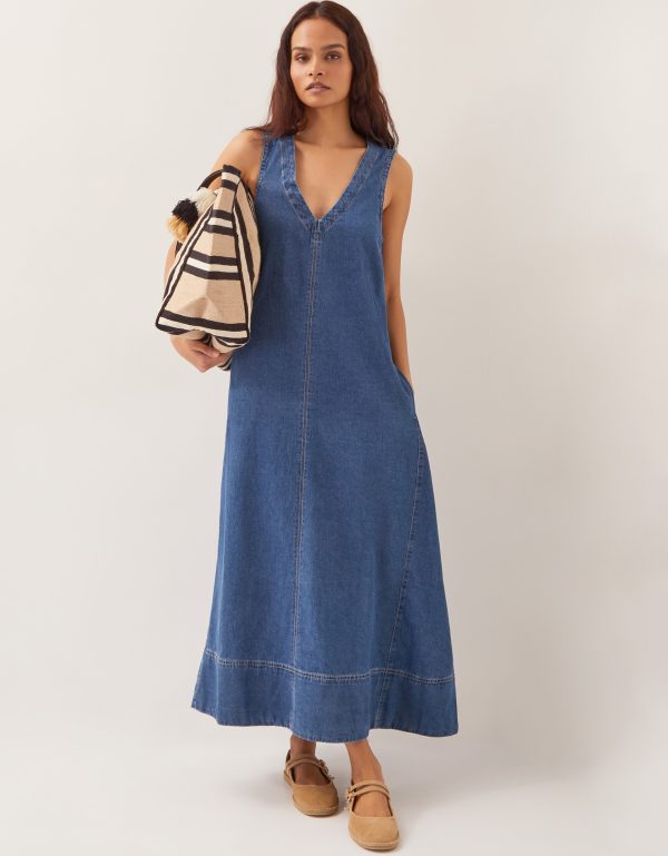 Tara A-Line Denim Dress Blue