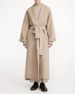 Taupe Trullem Wrap Wool Coat
