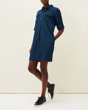Teal Faye Textured Tunic Mini Dress