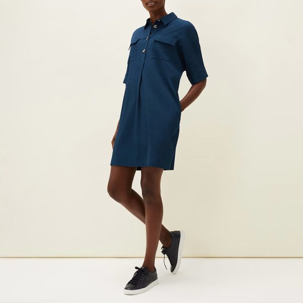 Teal Faye Textured Tunic Mini Dress