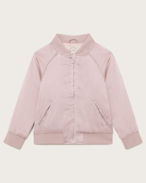 Textured Satin Bomber Jacket Pink