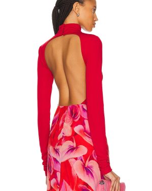 The Andamane Parker Open Back Bodysuit in Red - Red. Size L (also in M).