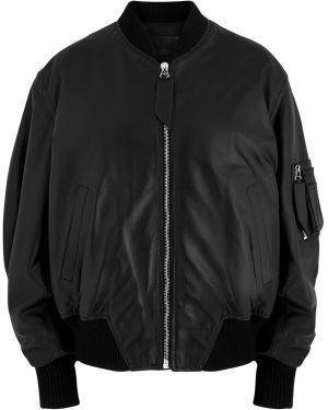 The Attico Anja Padded Leather Bomber Jacket - Black - 38 (UK6 /xs)