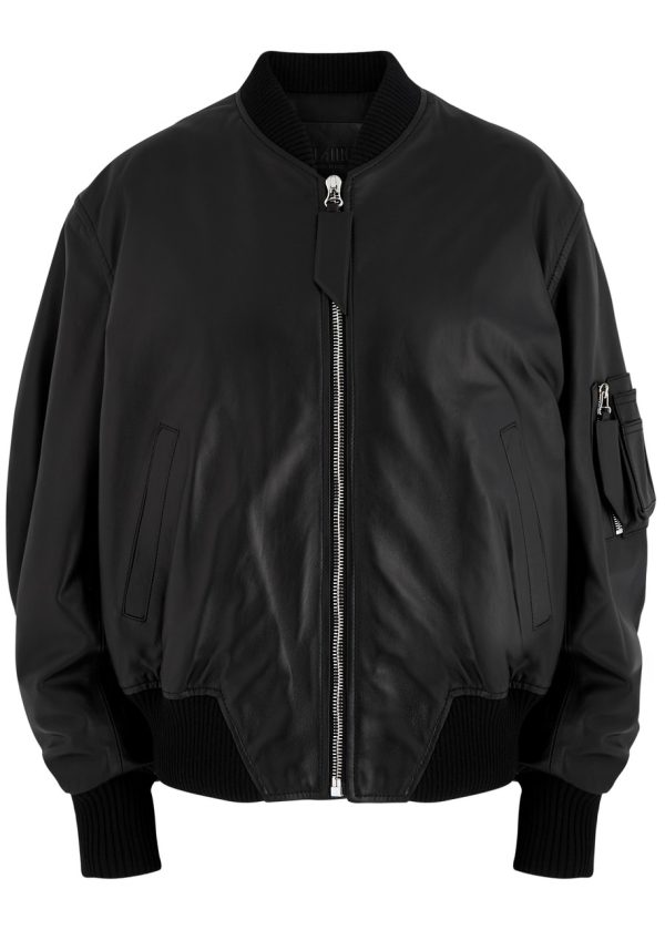 The Attico Anja Padded Leather Bomber Jacket - Black - 38 (UK6 /xs)
