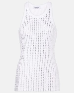 The Attico Crystal-embellished cotton tank top