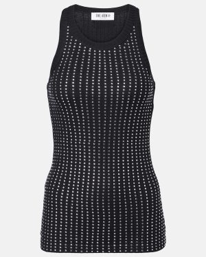The Attico Crystal-embellished ribbed-knit tank top