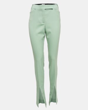The Attico Green Wool Slit Detail Freja Skinny Pants M