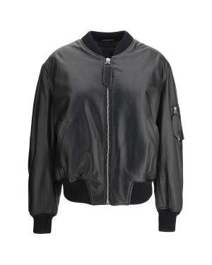 The Attico Leather Anja Bomber Jacket