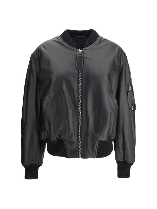 The Attico Leather Anja Bomber Jacket