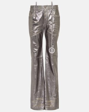 The Attico Metallic leather straight pants
