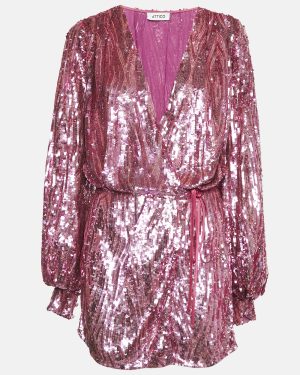 The Attico Pink Sequin Mini Wrap Dress S