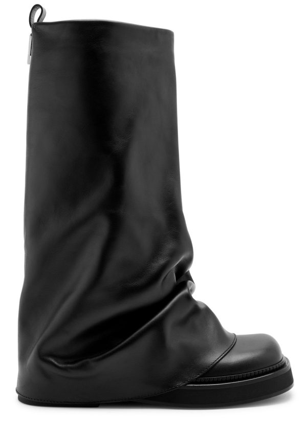 The Attico Robin Layered Leather Combat Boots - Black - 37 (IT37 / UK4)