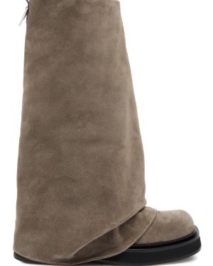 The Attico Robin Layered Suede Combat Boots - Taupe - 36 (IT36 / UK3)