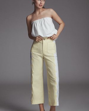 The Colette Cropped Wide-Leg Trousers by Maeve: Embroidered Magic Fabric Edition