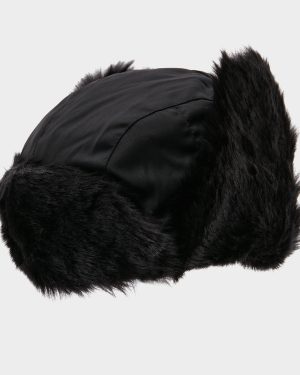 The Edge Women's Furry Trapper Hat, Black