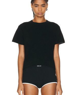 The Elder Statesman Knit Short Sleeve Top in Black - Black. Size S (also in XS).