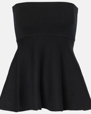 The Frankie Shop Agathe peplum cotton-blend top