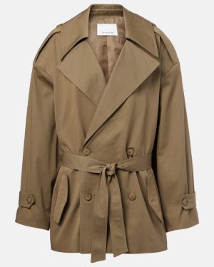 The Frankie Shop Zurich oversized cotton cropped trench coat
