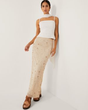 The India Edit Celestine Embellished Maxi Skirt Yellow
