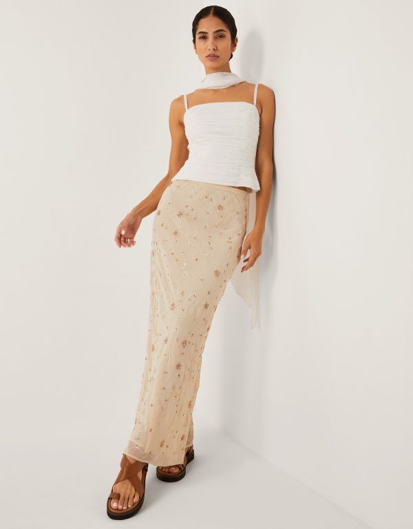 The India Edit Celestine Embellished Maxi Skirt Yellow
