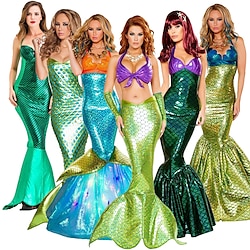 The Little Mermaid Mermaid Dress Cosplay Costume Outfits Adults' Women's Mermaid and Trumpet Gown Slip Cosplay Costume Halloween Halloween Halloween Masquerade Mardi Gras Easy Carnival Costume