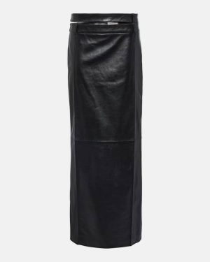 The Mannei Ararat low-rise leather maxi skirt