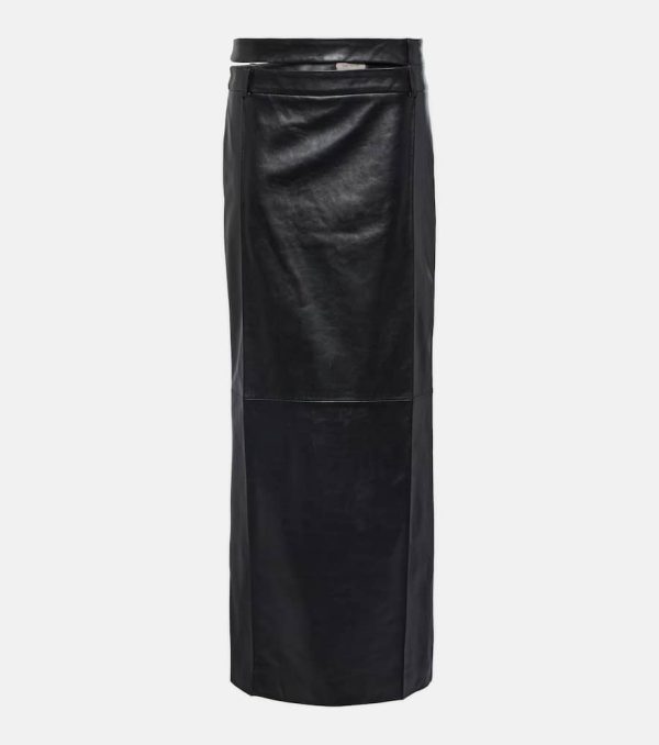 The Mannei Ararat low-rise leather maxi skirt