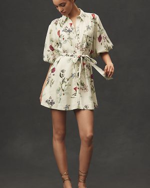 The Mona Linen Mini Shirt Dress By Maeve