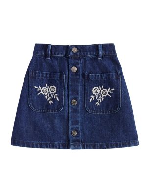 The New Society Danubio embroidered denim skirt
