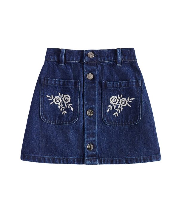 The New Society Danubio embroidered denim skirt