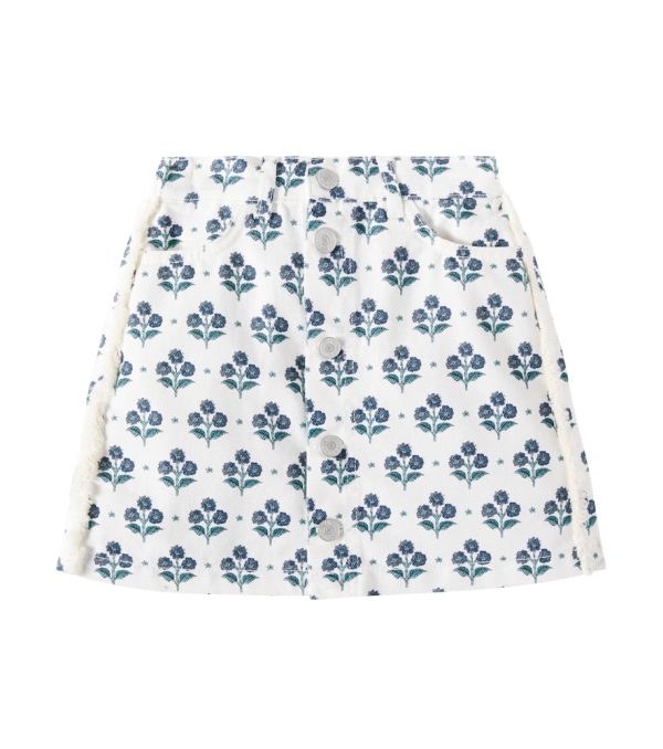 The New Society Leros floral denim skirt