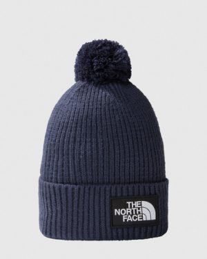 The North Face Logo Box Pom Beanie - Summit Navy