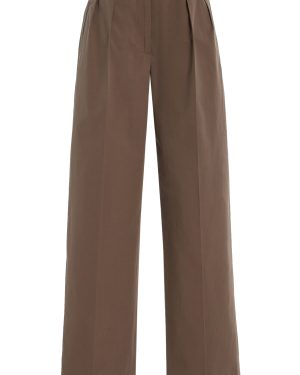 The Row - Alfidis Pleated Cotton Straight-Leg Pants - Neutral - US 6 - Moda Operandi