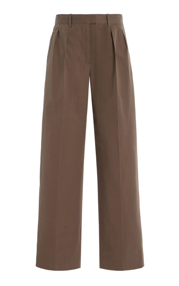 The Row - Alfidis Pleated Cotton Straight-Leg Pants - Neutral - US 6 - Moda Operandi