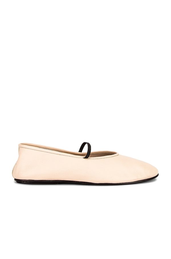 The Row Elastic Ballet Flats in Milk - Cream. Size 35 (also in 35.5, 36, 39.5, 40, 40.5, 41).