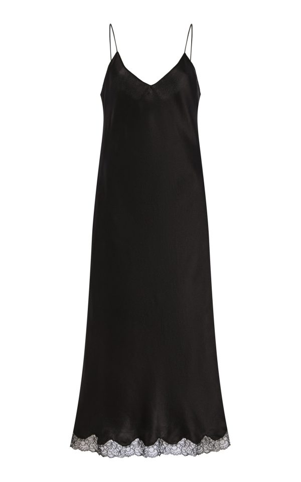 The Row - Kolara Lace-Trimmed Silk Slip Dress - Black - US 2 - Moda Operandi