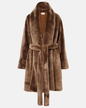 The Row Lucja shearling wrap coat