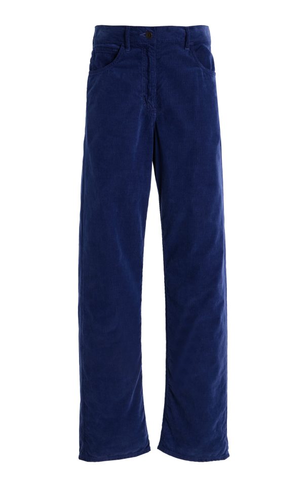 The Row - Tarley Cotton Straight-Leg Pants - Blue - 25 - Moda Operandi